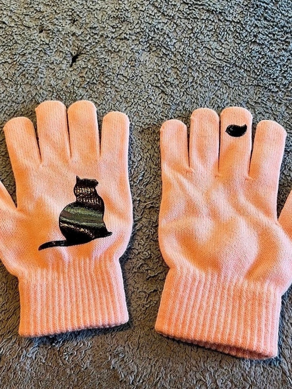 Pink Cat Touchscreen Gloves